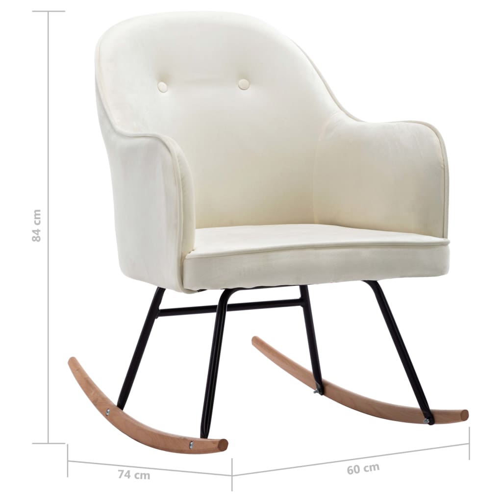Rocking chair cream white velvet