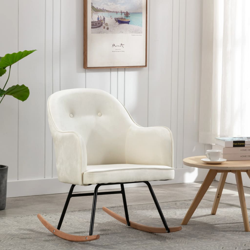 Rocking chair cream white velvet