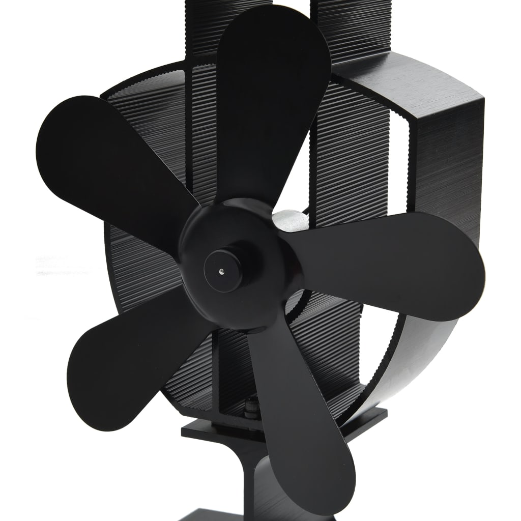 Heat Powered Fireplace Fan 5 Blades Black