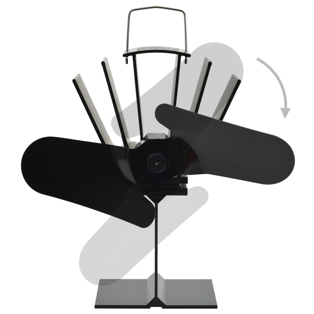 Heat Powered Fireplace Fan 2 Blades Black