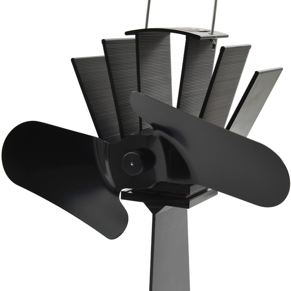 Heat Powered Fireplace Fan 2 Blades Black
