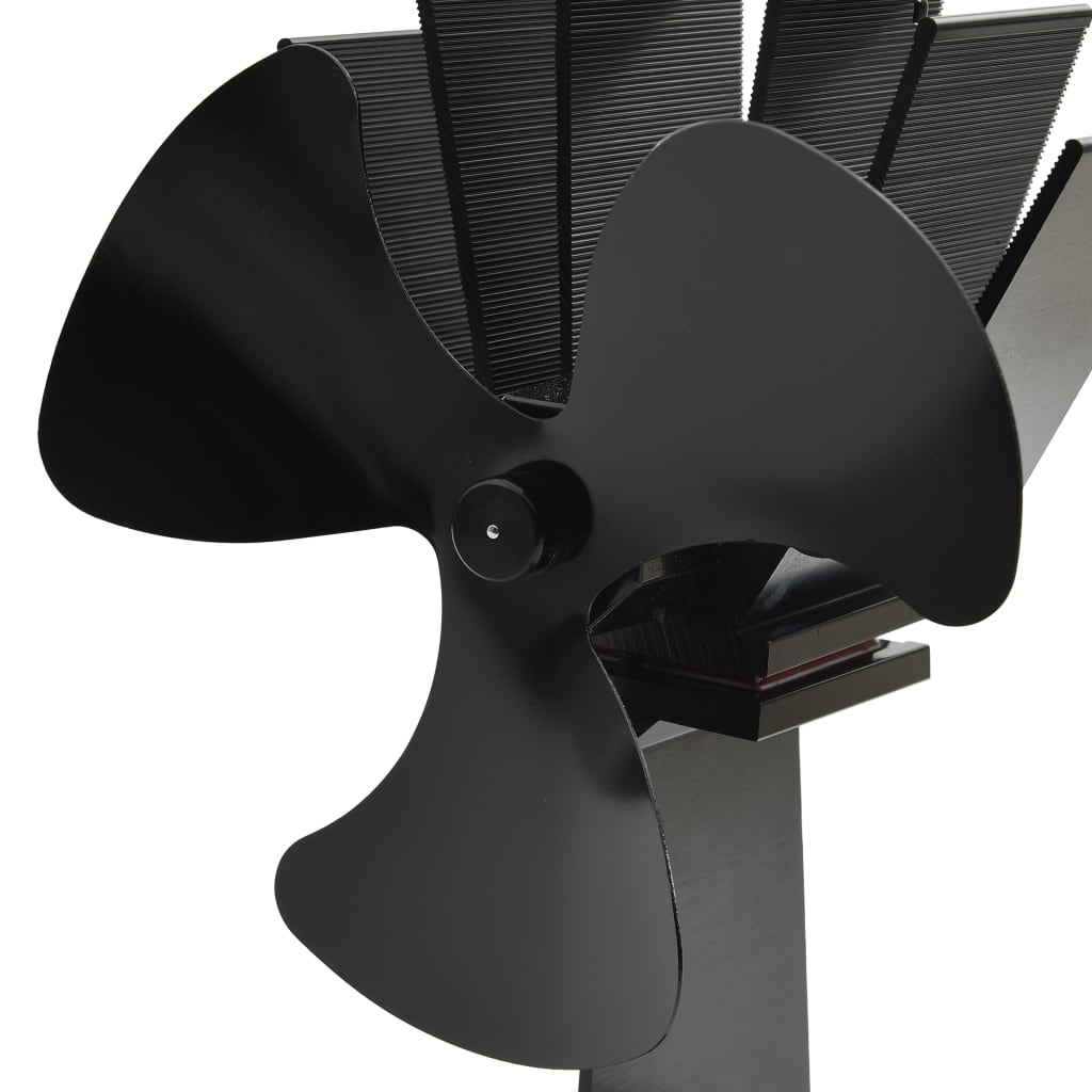 Heat Powered Fireplace Fan 3 Blades Black