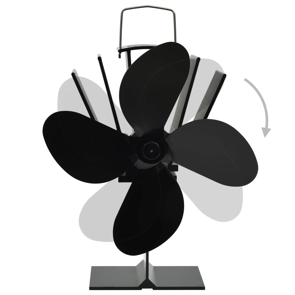 Heat Powered Fireplace Fan 4 Blades Black