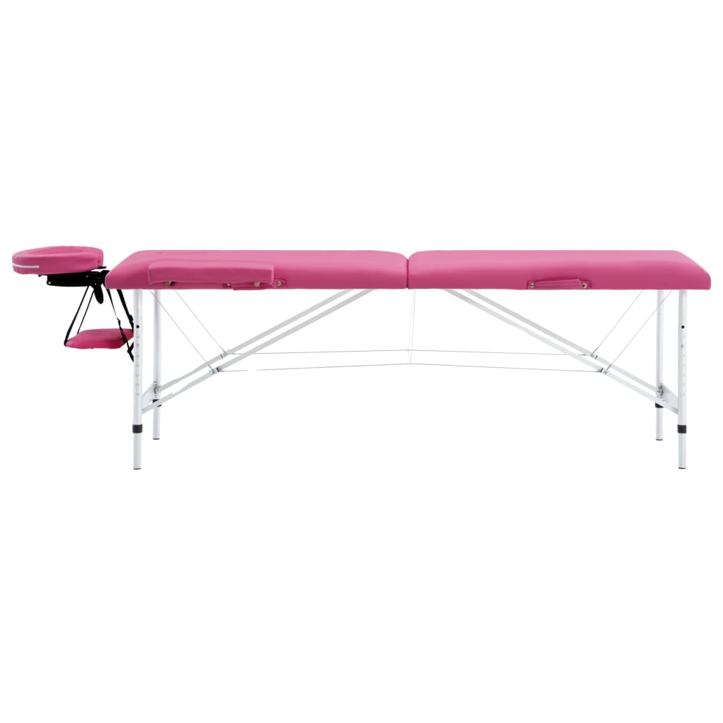 Massage table foldable 2-zone with aluminum frame pink