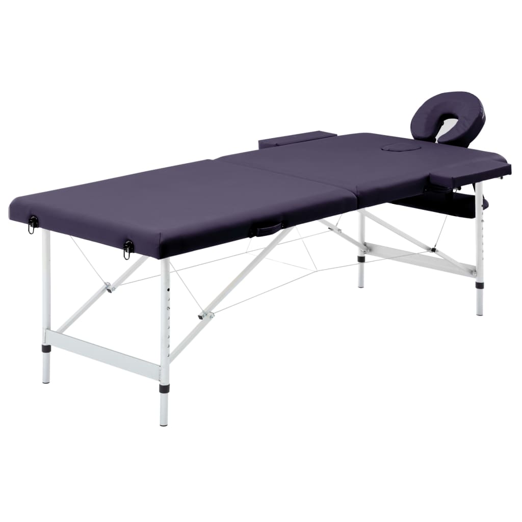 Massage table foldable 2 zones aluminum purple