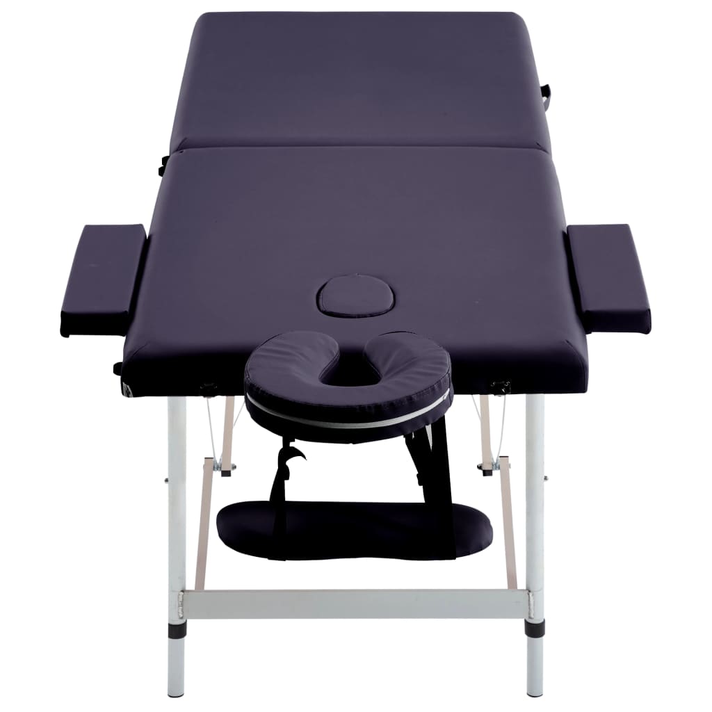 Massage table foldable 2 zones aluminum purple