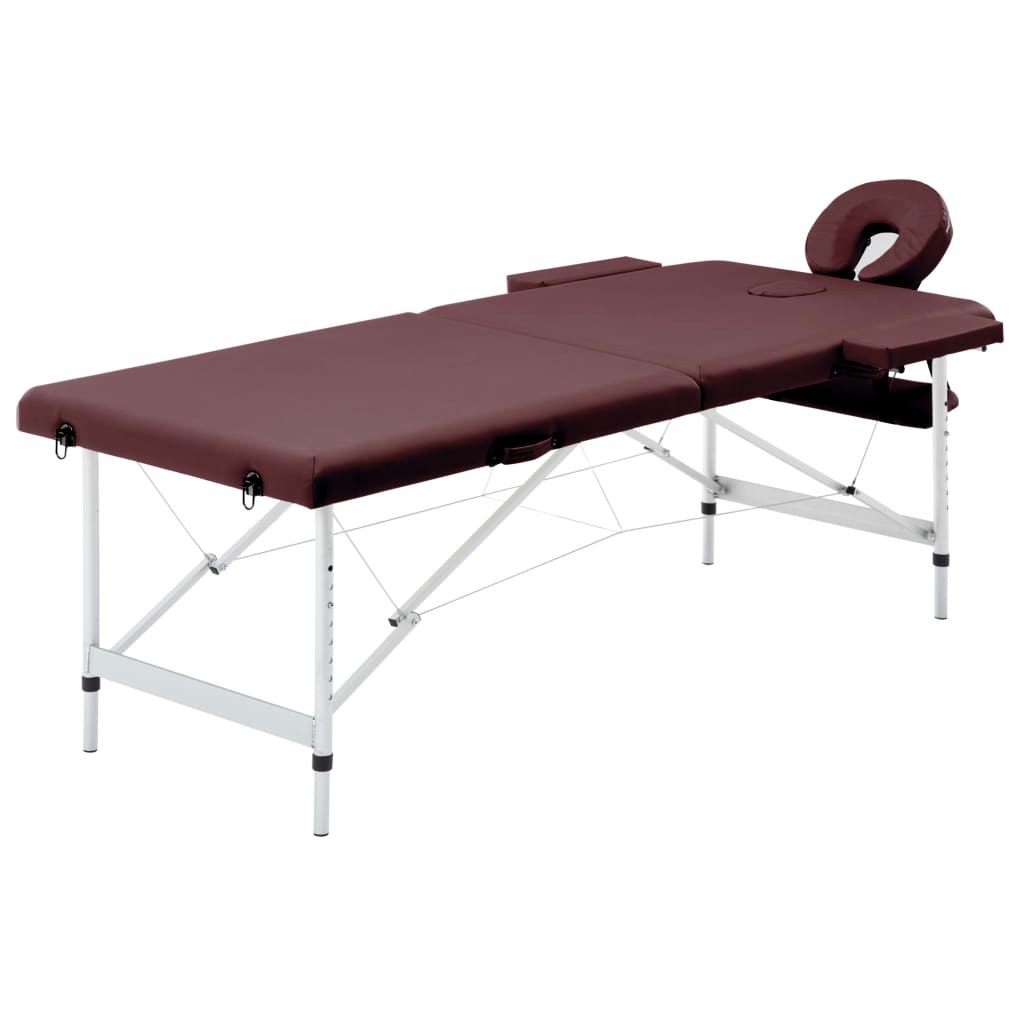 Massage table foldable 2 zones aluminum dark purple