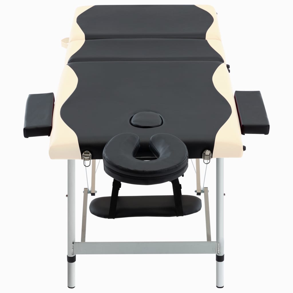 Massage table foldable 3-zone aluminum frame black beige