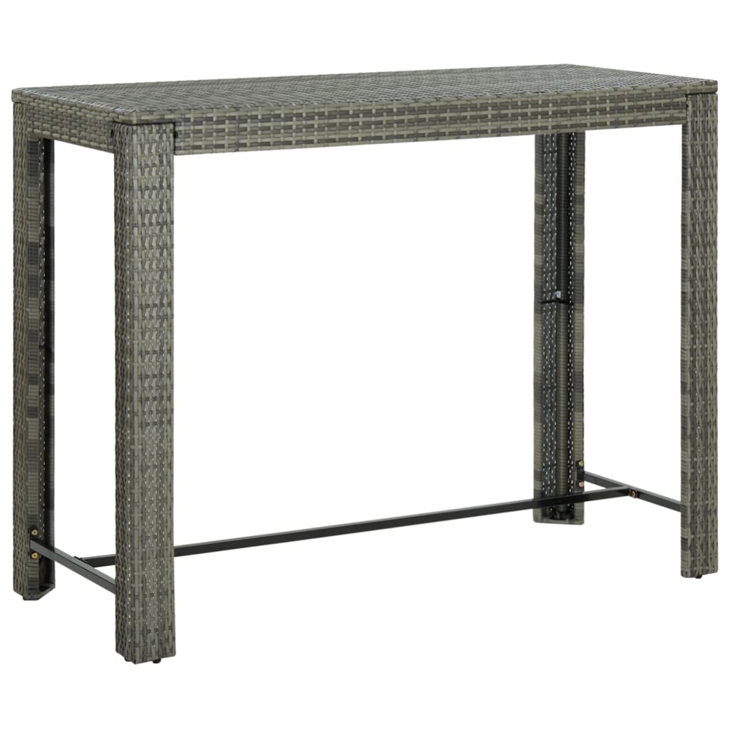 Garden bar table gray 140.5x60.5x110.5 cm poly rattan