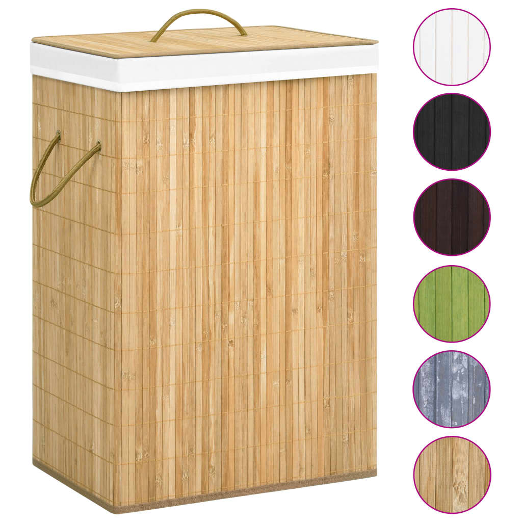 Bamboo laundry basket with 2 compartments 72 L