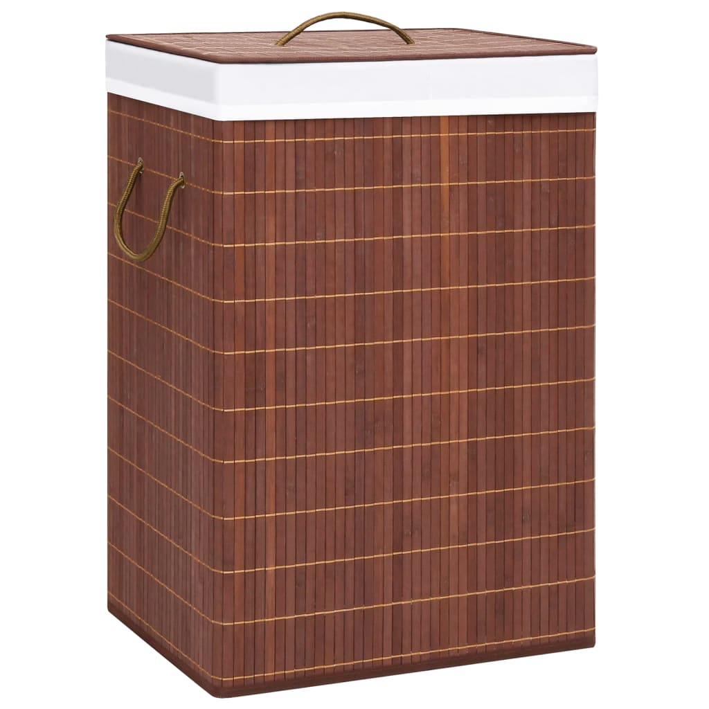 Bamboo laundry basket with 2 compartments brown 72 L