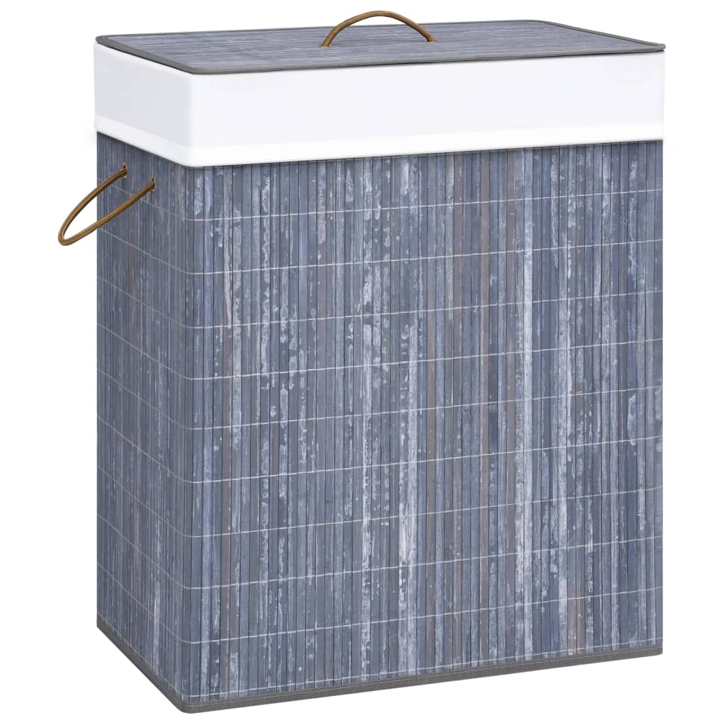 Bamboo laundry basket with 1 compartment gray 83 L