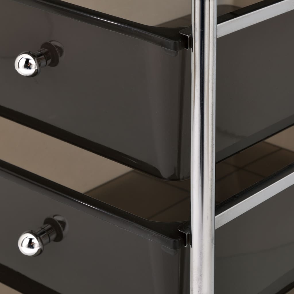 Drawer trolley with 4 drawers black plastic