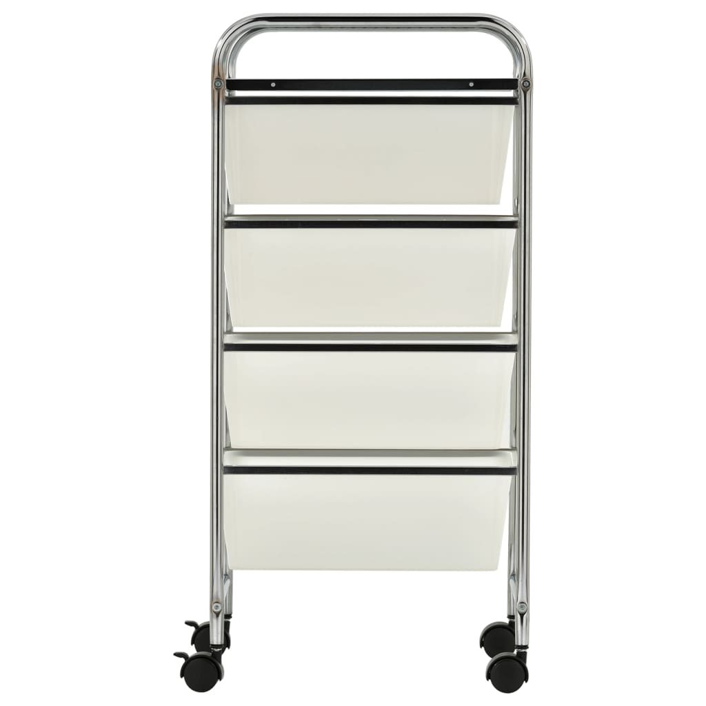 Drawer trolley with 4 drawers white plastic