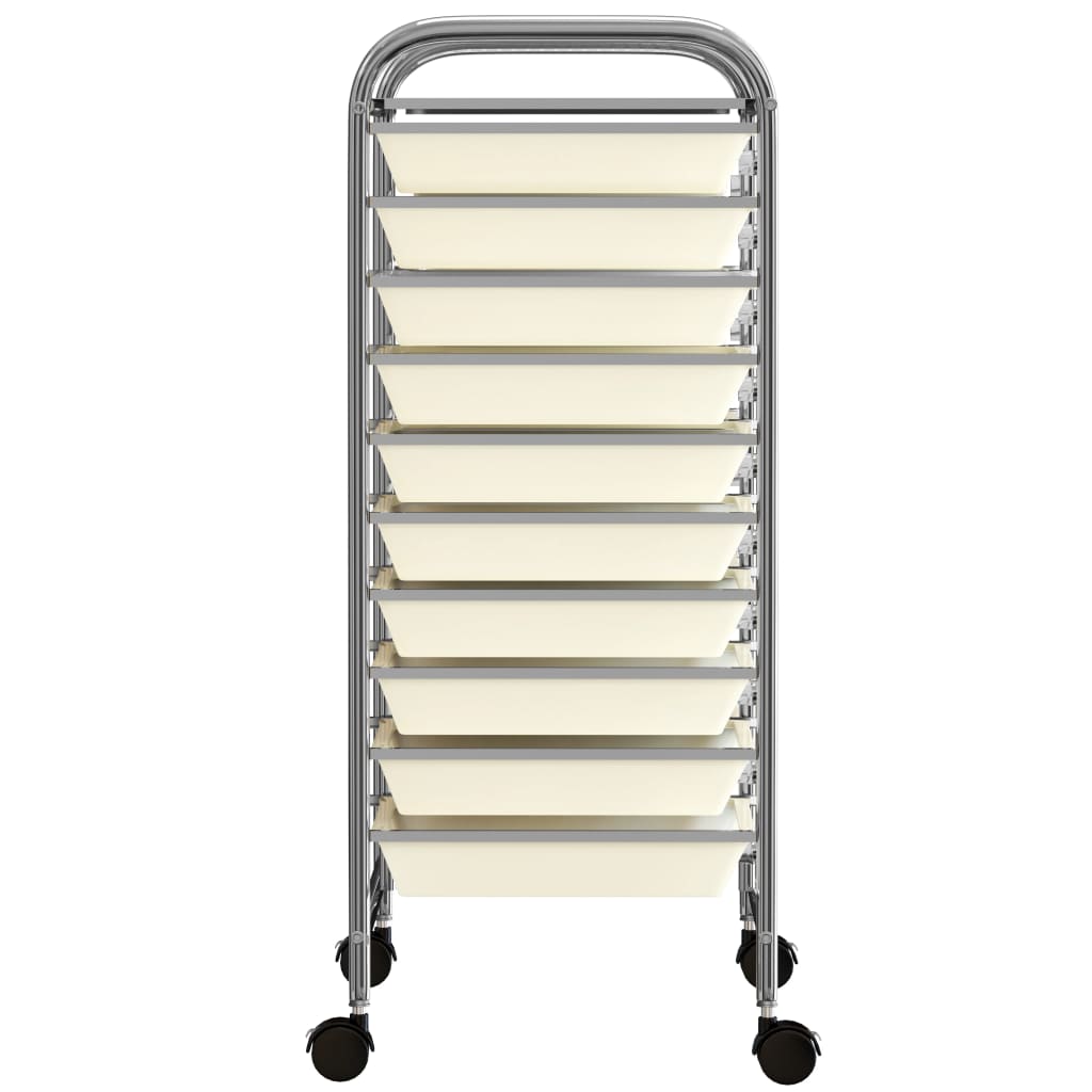 Drawer trolley with 10 drawers white plastic