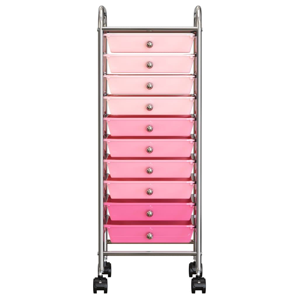 Drawer trolley with 10 drawers Ombre Pink plastic