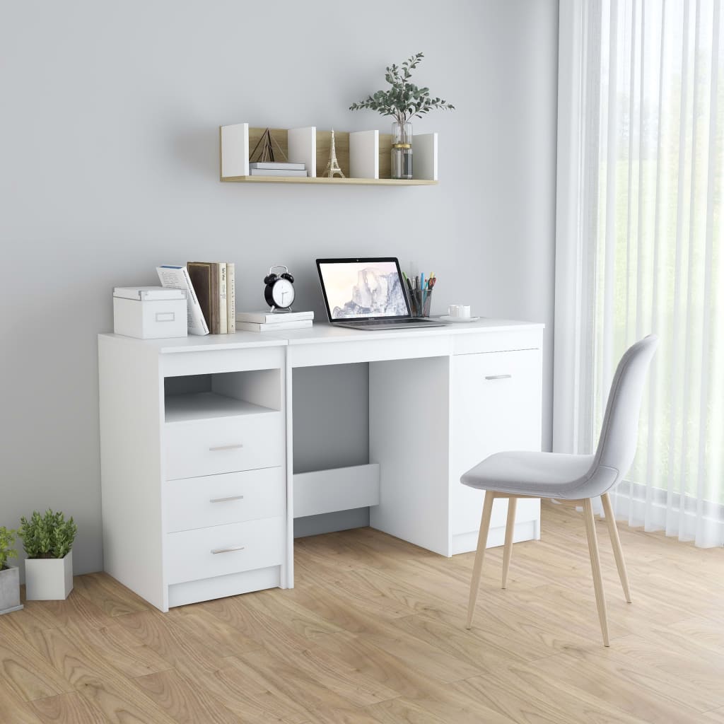Desk white 140x50x76 cm made of wood