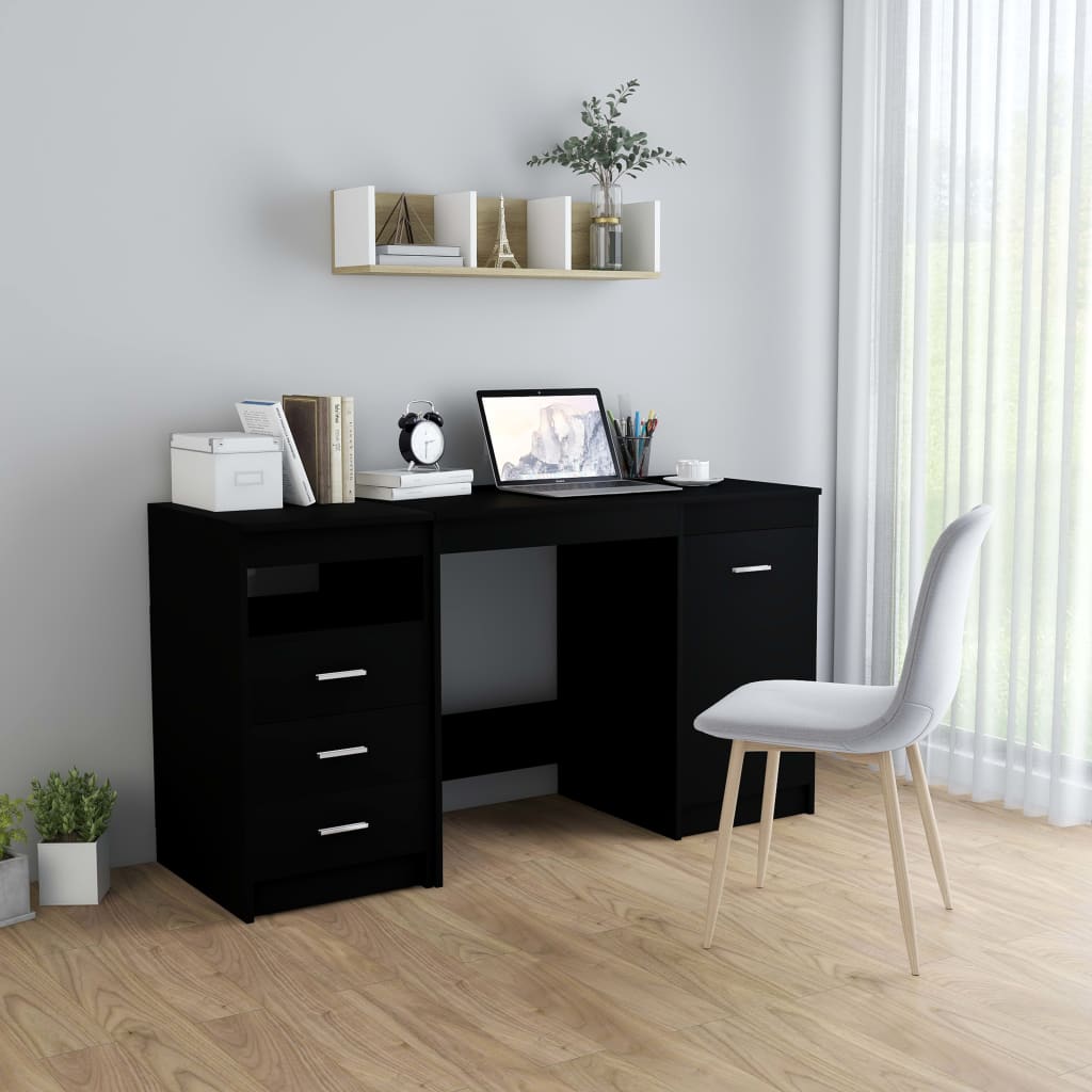 Desk black 140x50x76 cm made of wood