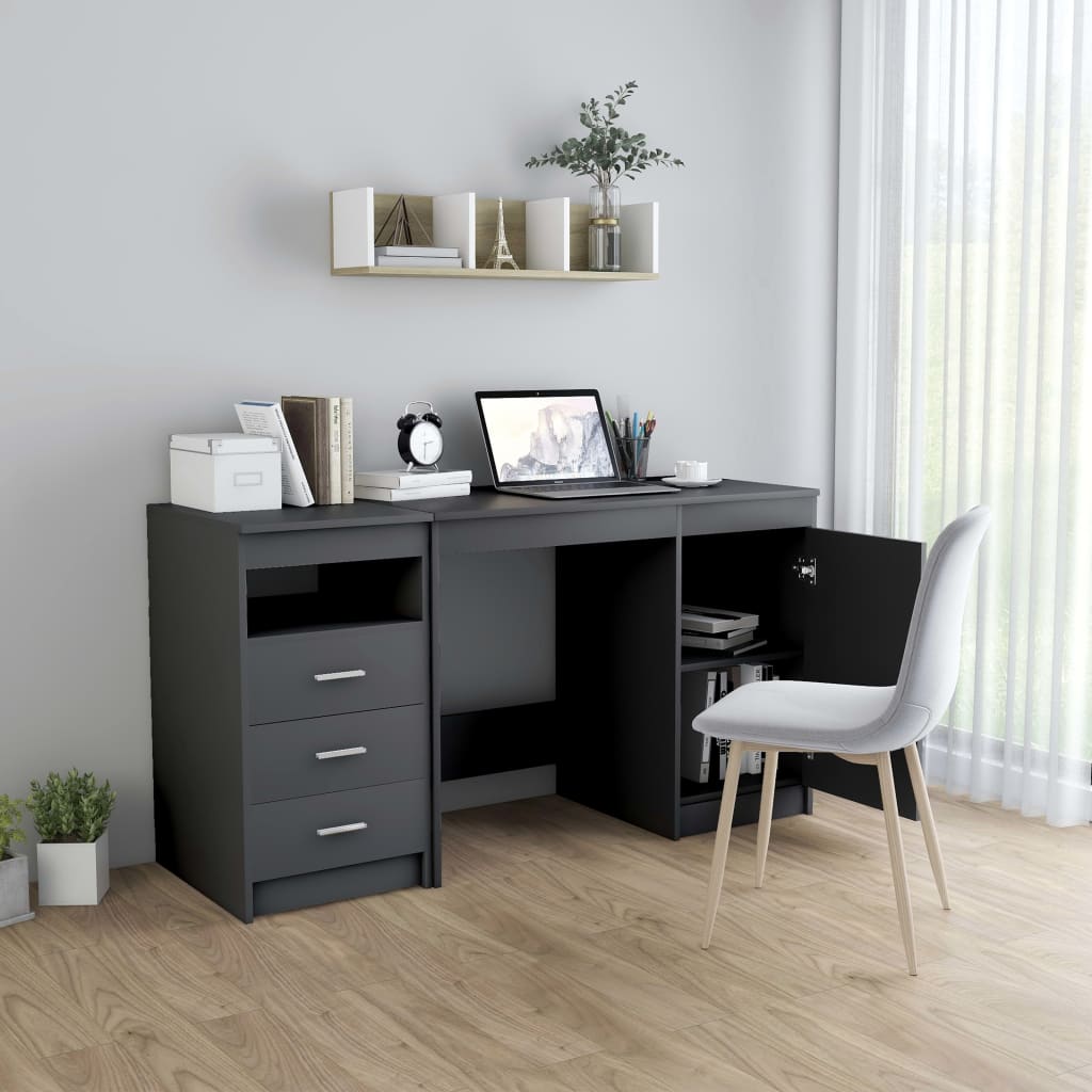 Schreibtisch Grau 140x50x76 cm Holzwerkstoff