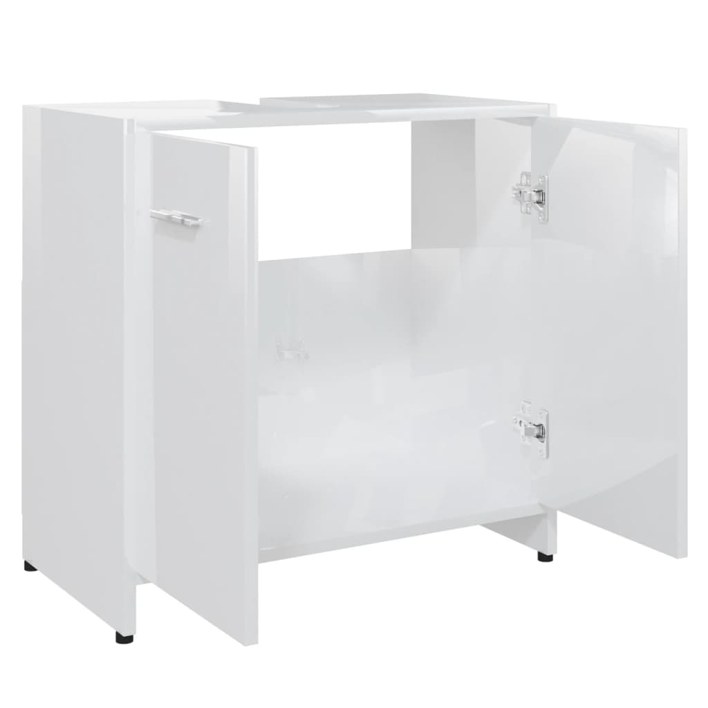Bathroom cabinet high-gloss white 60x33x61 cm made of wood