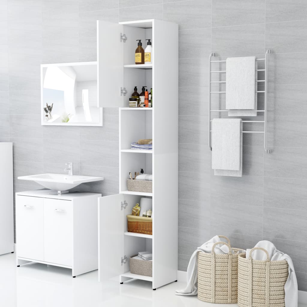Bathroom cabinet white 30x30x183.5 cm made of wood