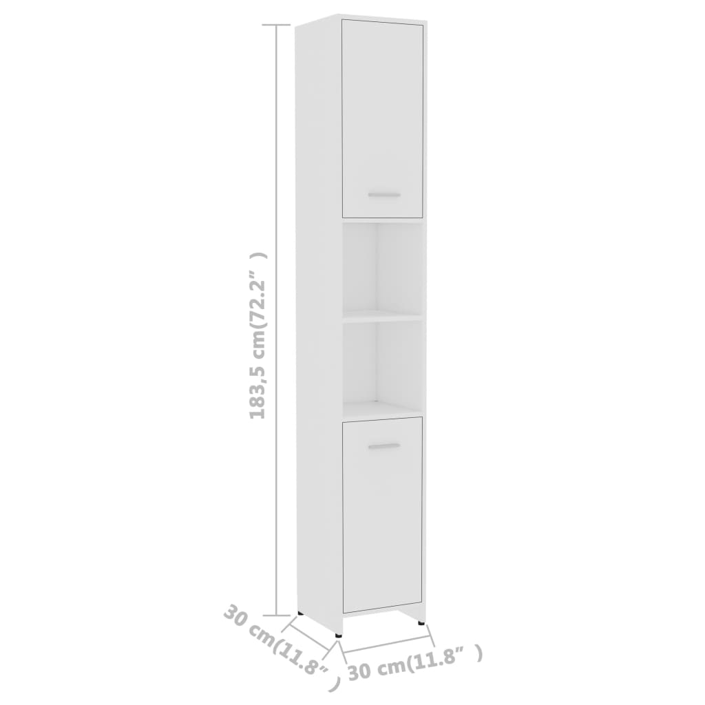 Badezimmerschrank Weiß 30x30x183,5 cm Holzwerkstoff