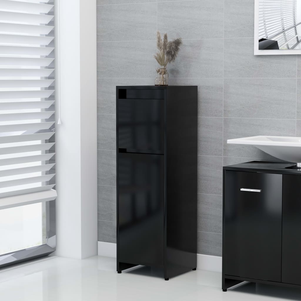 Bathroom cabinet black 30x30x95 cm made of wood