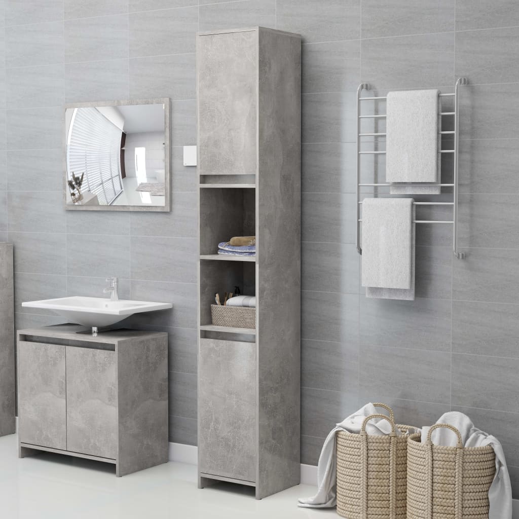 Bathroom cabinet concrete gray 30x30x183.5 cm made of wood