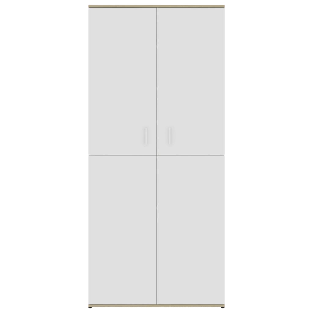 Schuhschrank Weiß & Sonoma-Eiche 80x39x178 cm Holzwerkstoff