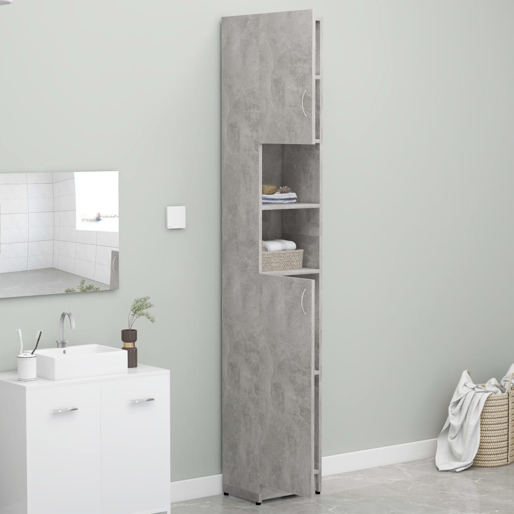 Bathroom cabinet concrete gray 32x25.5x190 cm made of wood