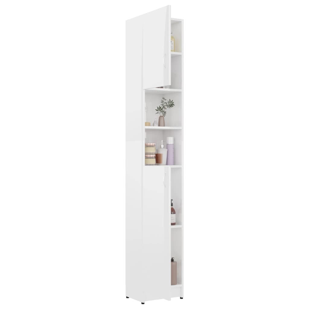 Bathroom cabinet high-gloss white 32x25.5x190 cm made of wood