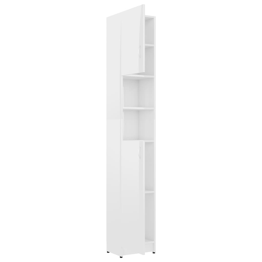 Badezimmerschrank Hochglanz-Weiß 32x25,5x190 cm Holzwerkstoff