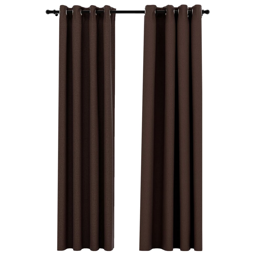 Blackout curtains eyelets linen look 2 pieces taupe 140x245 cm