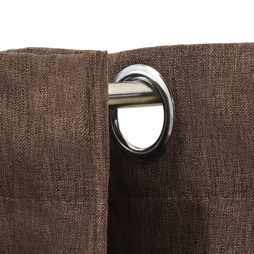 Blackout curtains eyelets linen look 2 pieces taupe 140x245 cm