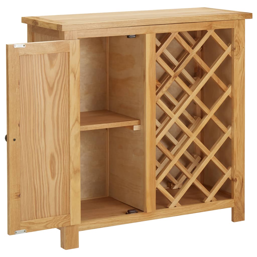 Wine cabinet for 11 bottles 80 x 32 x 80 cm solid oak wood