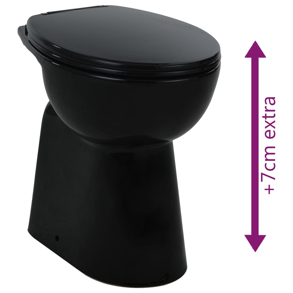 High Rimless Toilet Soft Close 7cm Higher Ceramic Black