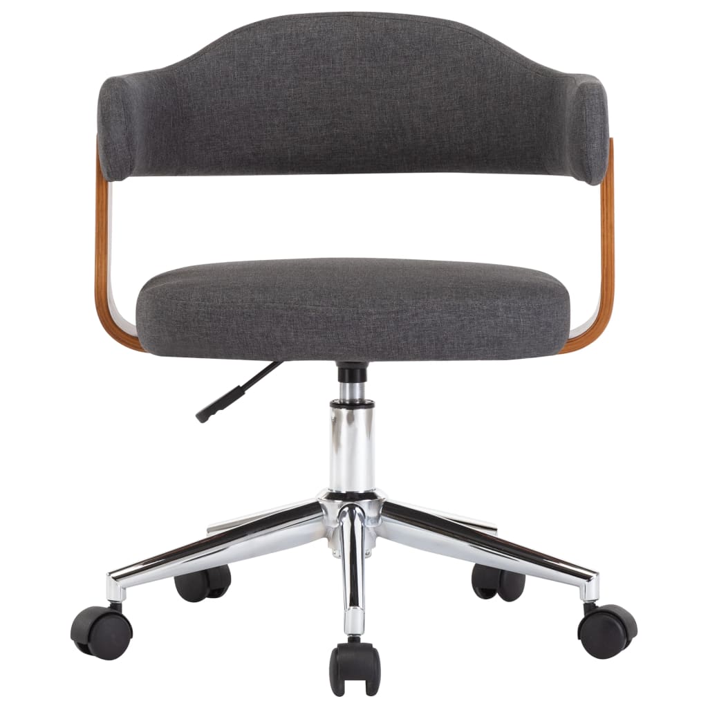 Swivel office chair gray bentwood and fabric