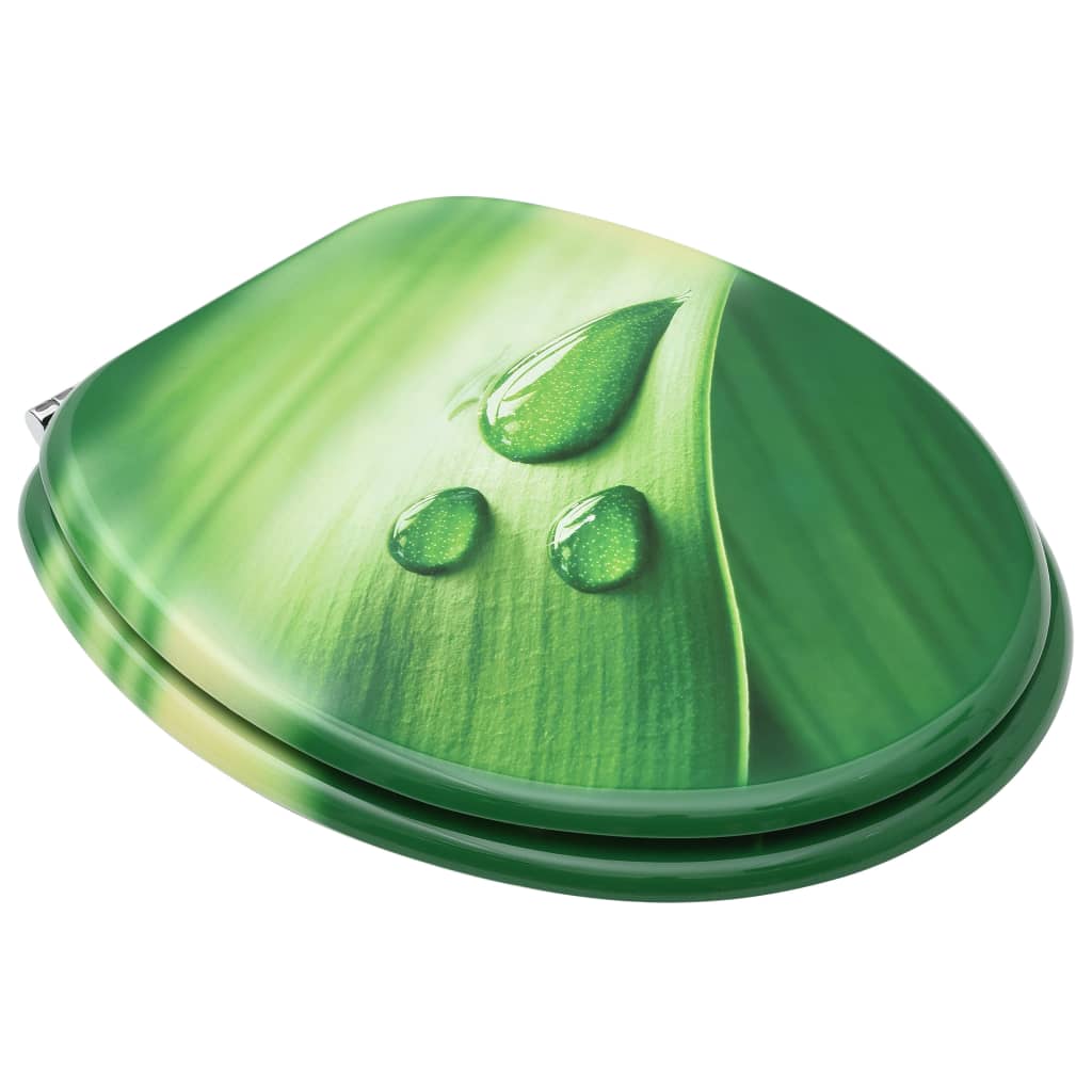 Toilet seat with lid MDF green water drop design
