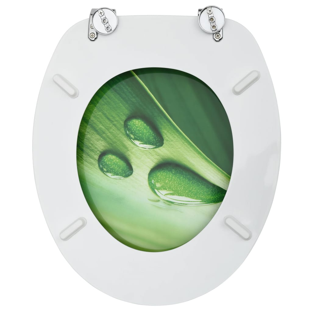 Toilet seat with lid MDF green water drop design
