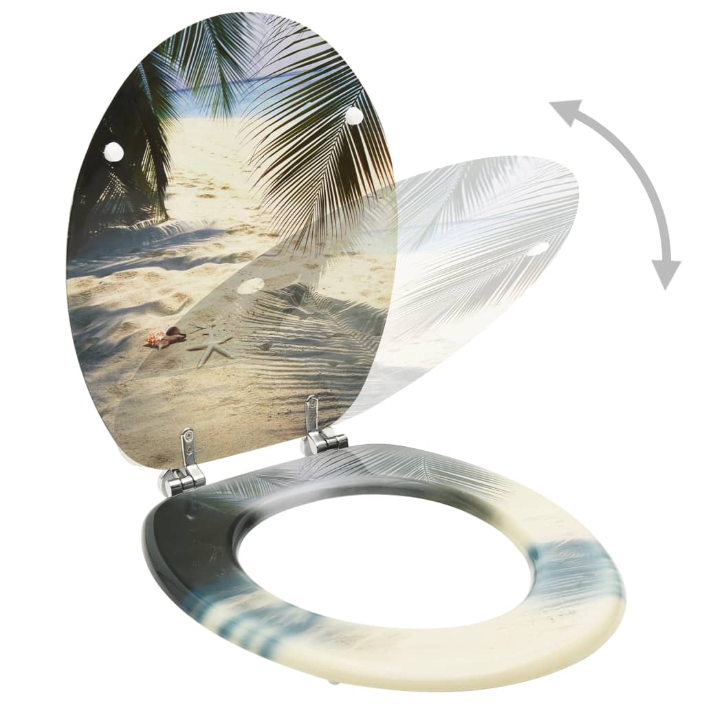 Toilet seat with lid MDF beach design