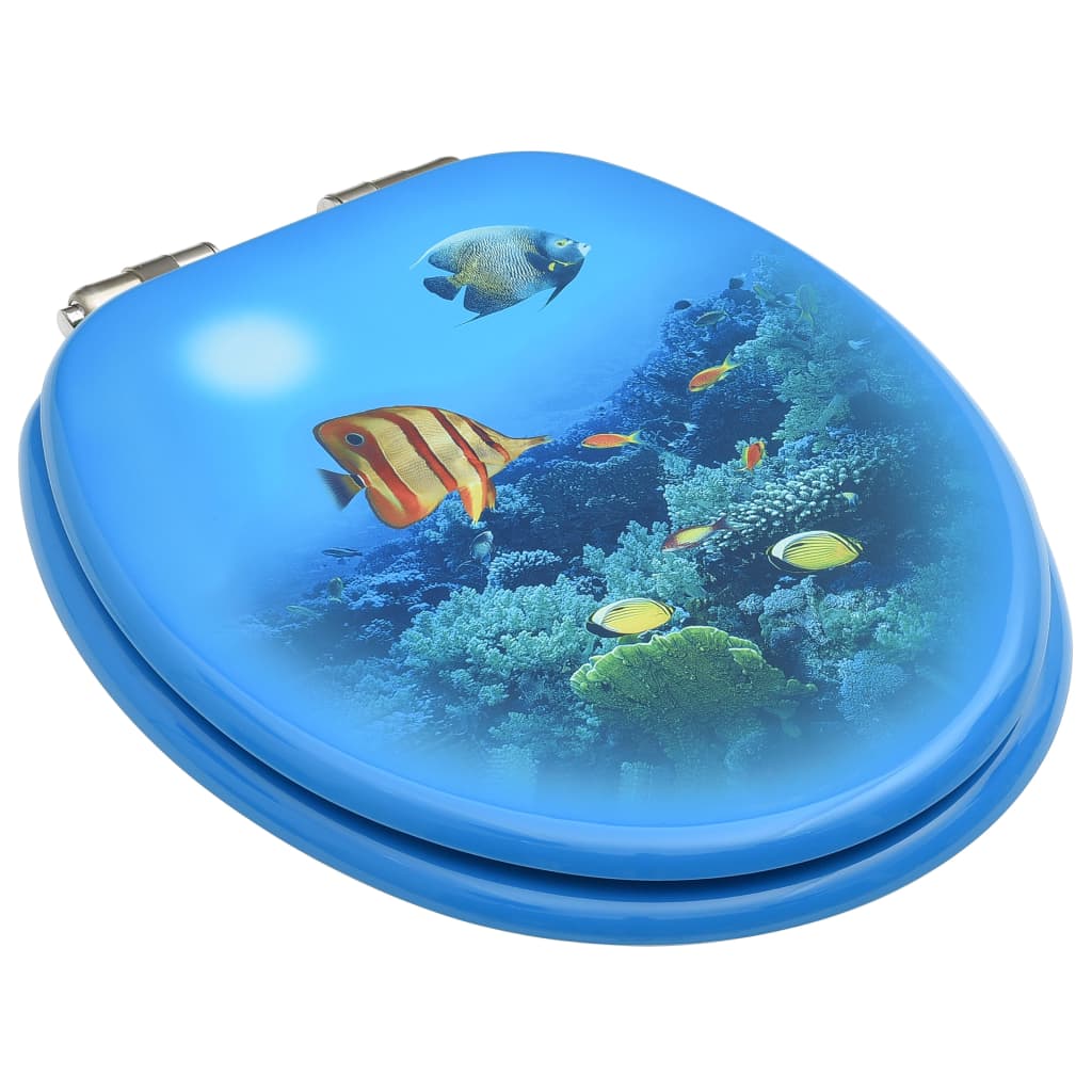 Toilet seat with soft close lid MDF deep sea design
