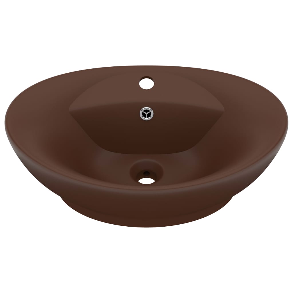 Sink overflow oval matt dark brown 58.5x39cm ceramic