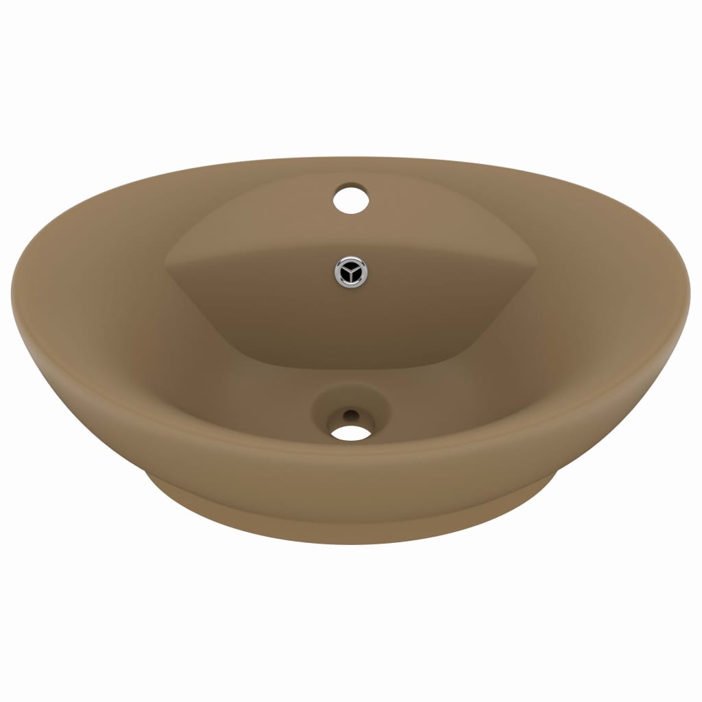 Luxury sink overflow oval matt cream 58.5x39cm ceramic