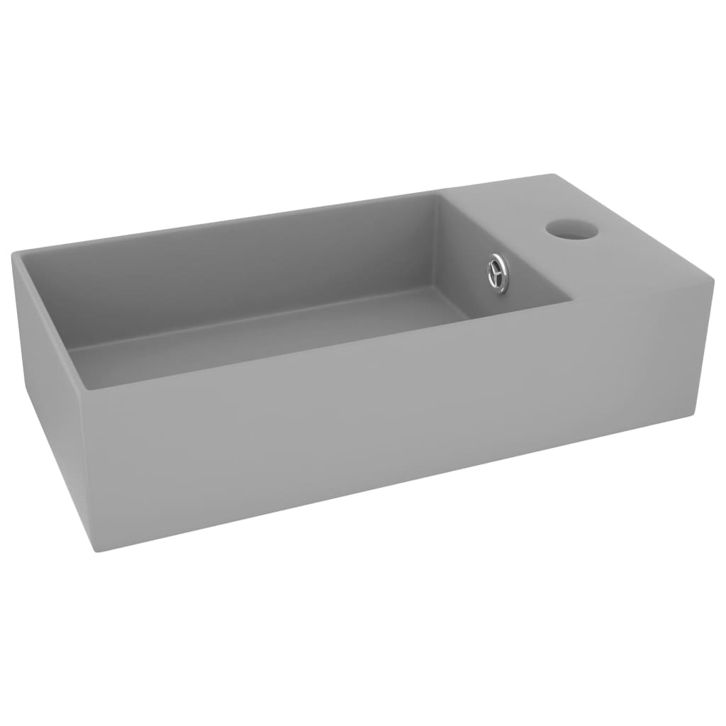 Bathroom sink with overflow ceramic light gray