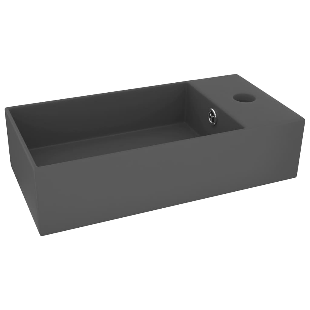 Bathroom sink with overflow ceramic dark gray