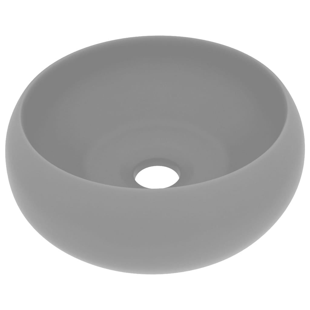 Luxurious round washbasin matt light gray 40x15 cm ceramic