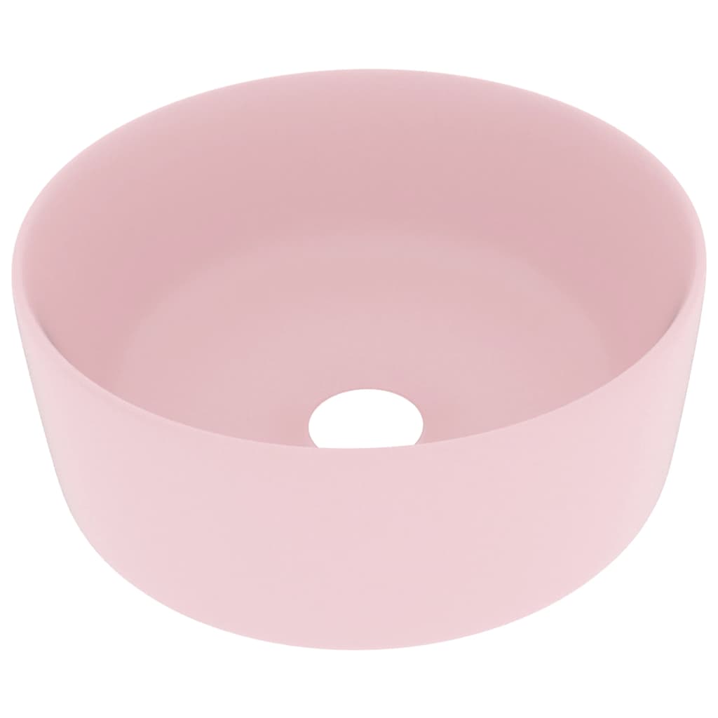 Luxurious round washbasin matt pink 40x15 cm ceramic
