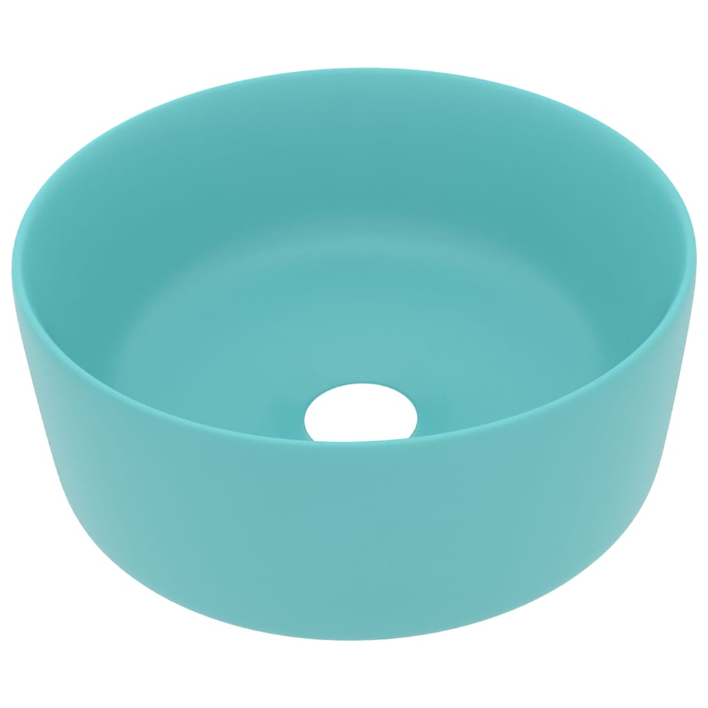 Luxurious round washbasin matt light green 40x15 cm ceramic