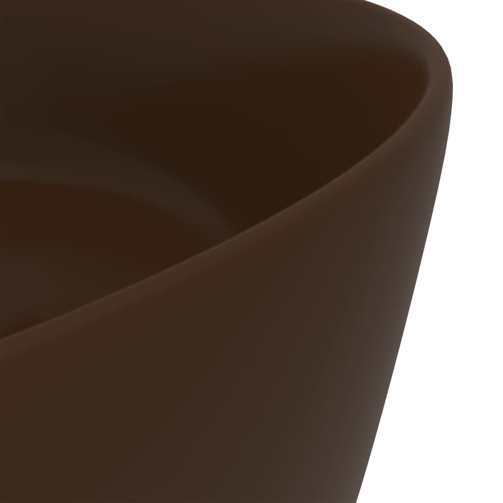 Luxurious round washbasin matt dark brown 40x15 cm ceramic