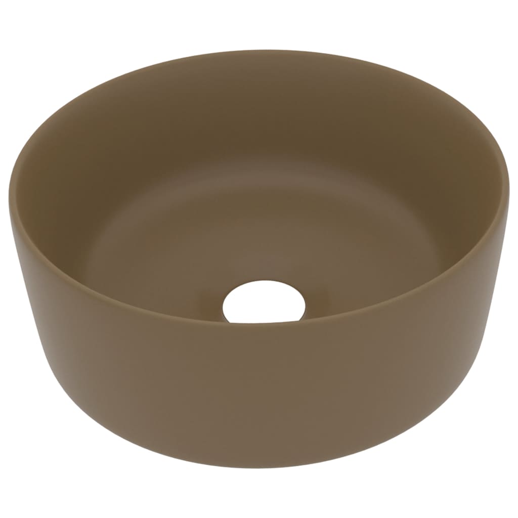 Luxurious round washbasin matt cream 40x15 cm ceramic
